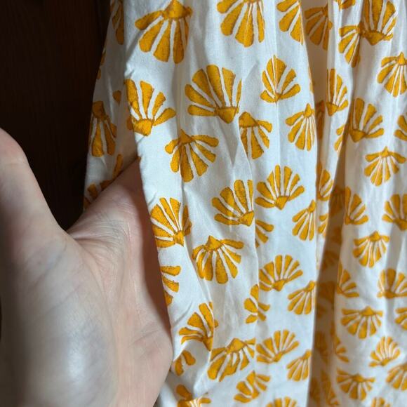 J. Crew Seashell Print Midi Dress Puff Sleeve Size 2 Orange White Resortwear - Picture 8 of 14
